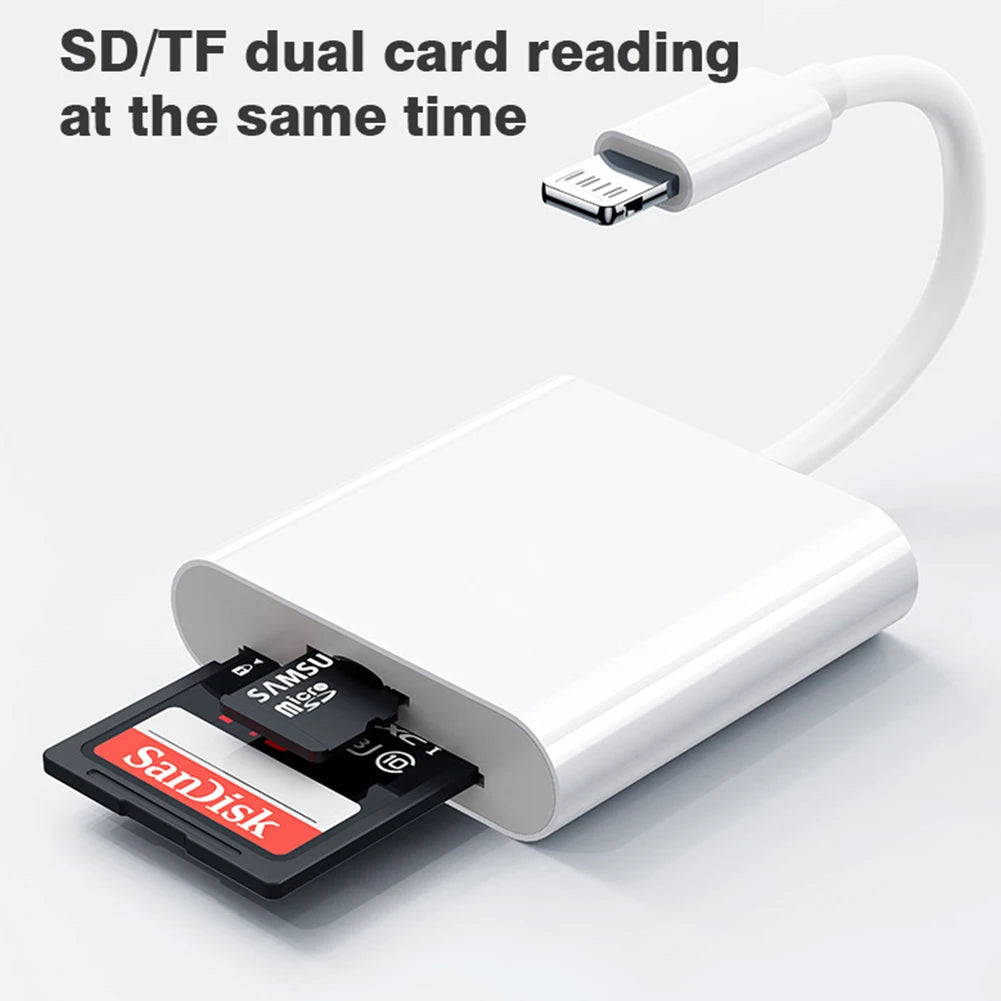 Byscoon 2-in-1 USB Lightning to TF/SD Card Reader – OTG Adapter for iPhone 14/13/12 Pro Max, Camera & Data Converter
