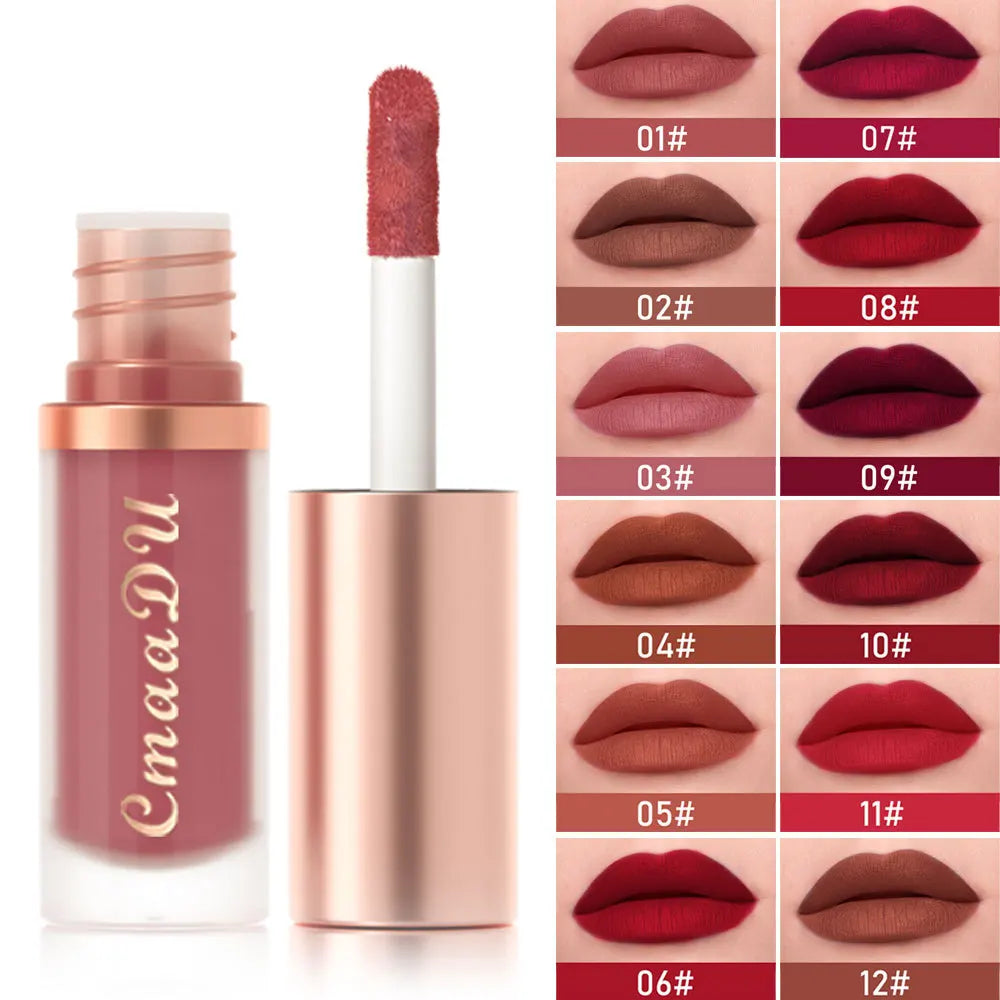 Waterproof Matte Velvet Lip Glaze – Moisturizing, Long-Lasting, Non-Stick Lip Gloss Lipstick Makeup