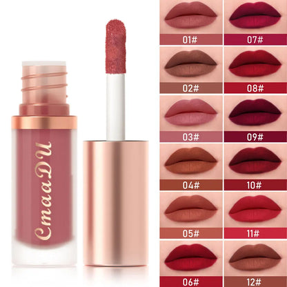 Waterproof Matte Velvet Lip Glaze – Moisturizing, Long-Lasting, Non-Stick Lip Gloss Lipstick Makeup