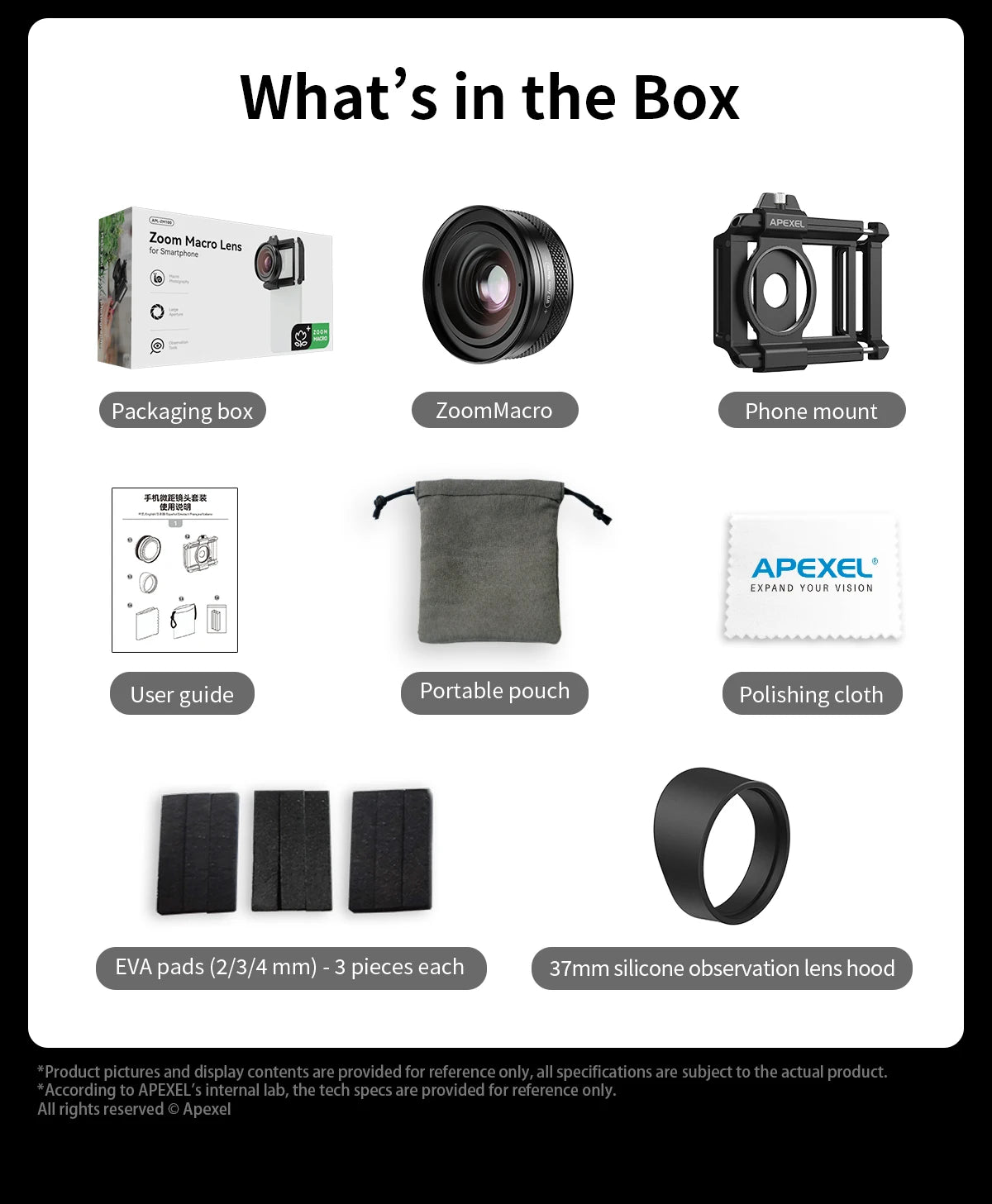 APEXEL 10-20X Zoom HD Macro Lens – Micro Phone Camera Lens for iPhone, Samsung & All Smartphones Eye Macro Photography