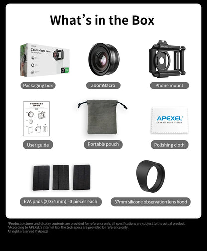 APEXEL 10-20X Zoom HD Macro Lens – Micro Phone Camera Lens for iPhone, Samsung & All Smartphones Eye Macro Photography