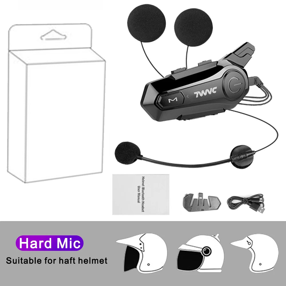 1/2 X1 Bluetooth Motorcycle Helmet Intercom Headset – 1000M Wireless Intercom for 2 Riders, Hands-Free Moto Interphone Call