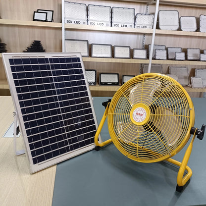 214-Inch Portable Rechargeable Table Fan – Solar & AC Powered Dual Input for Home, Camping & Fishing