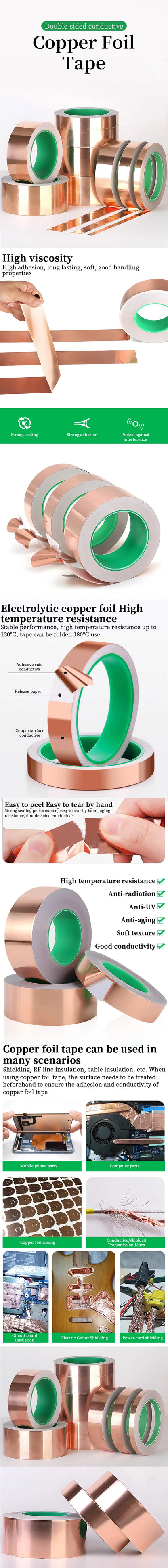 DIY Copper Foil Tape – Double-Sided Conductive Adhesive for EMI & Anti-Static Electrical Circuit Repair