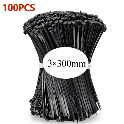 100Pcs Nylon Cable Ties - Self Locking Adjustable Wire Zip Straps for Home Office Cable Management