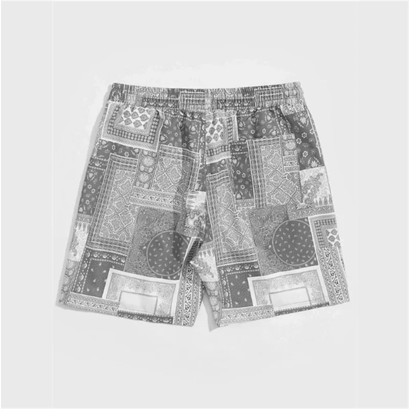 Trendy Bandana Graphic Beach Shorts - Men’s Summer 3D Printed Swim Trunks