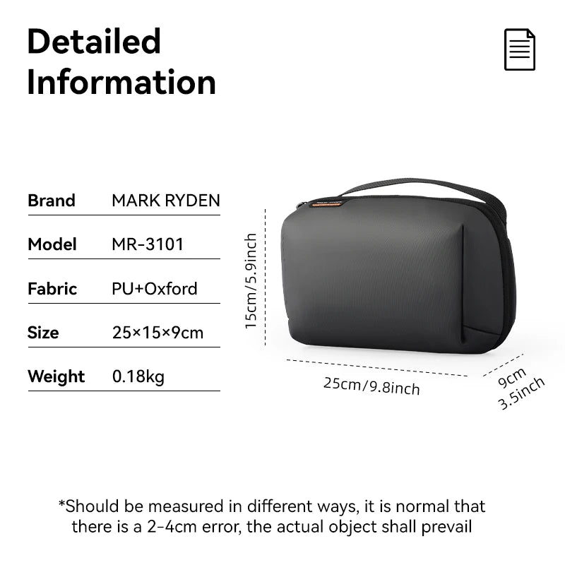 Waterproof Travel Cable Bag - Portable Digital Storage Pouch & Electronic Accessories Organizer for Tech Gear