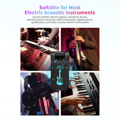 2.4G Wireless Guitar System – Transmitter & Receiver Set for Electric Guitar & Bass, 48K/16bit Real-Time Transmission