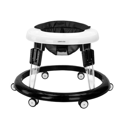 UBRAVOO Adjustable Baby Walker – Round Folding Toddler Walker with Universal Wheels, 9 Height Settings for Ages 6-18 Months, Model ZM01