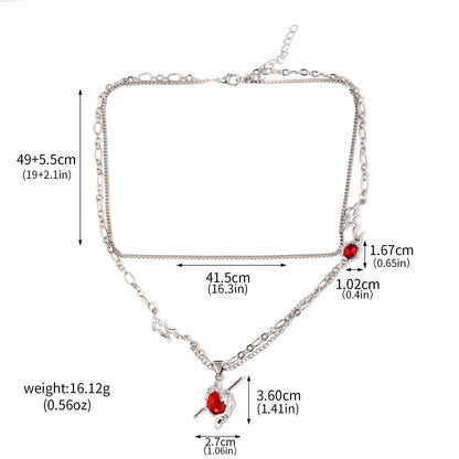 Love and Deep Space Caleb Necklace - Ruby Apple Square Card Pendant Cosplay Jewelry Gift & Collectible Accessory