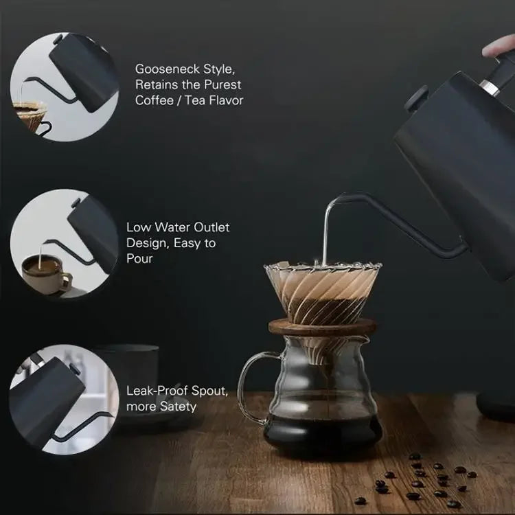 1200W Gooseneck Electric Kettle with Temperature Control - Coffee & Tea Brewing Pot (110V/220V)