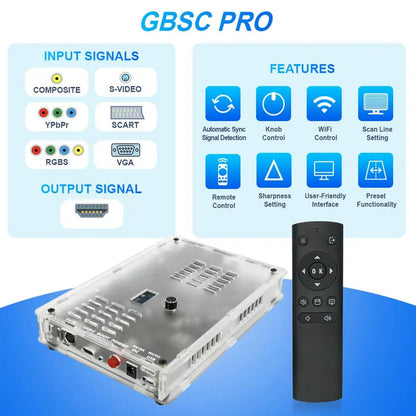 GBSC Pro GBS High-End Video Converter – SCART, RGBS, YPbPr, VGA & Composite (AV/SV) to HDMI for Retro Game Consoles
