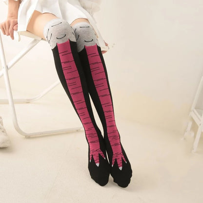 Funny Chicken Paw Stockings - Realistic Over-the-Knee Novelty Socks for Women