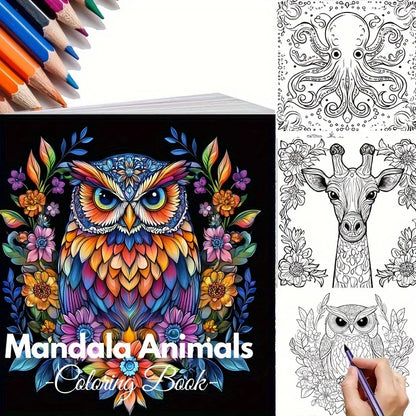 28-Page Mandala Animal Coloring Book for Adults - Stress Relief, Relaxation & Creative Coloring Activity Book