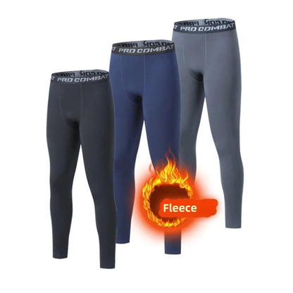 Winter Men's Thermal Underwear – Fleece Compression Tights & Warm Long Pants (3XL)