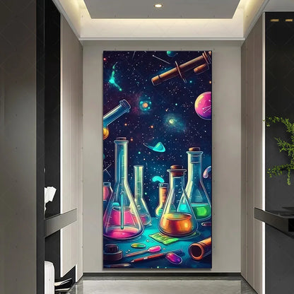 Chemistry Lab Door Cover Backdrop – Science Experiment Party Decoration & Photography Props with Laboratory Equipment Theme