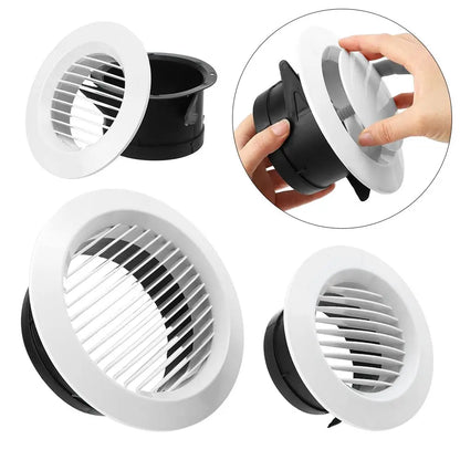 White Air Vent Extract Valve Grille – 100/150mm Round Ventilation Cover in 4 Shapes for Air Circulation
