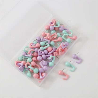 50PCS Black & White Plastic Metal Thumbtack Hooks Decorative Push Pins for Cork Boards