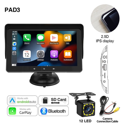 Grandnavi 7-Inch Universal Car Multimedia Touch Screen – Wireless CarPlay & Android Auto Video Player for Vehicles