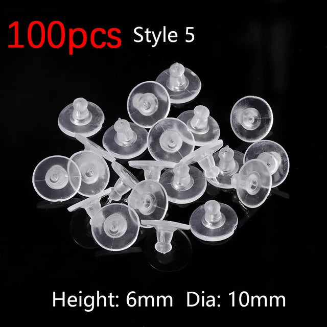 100-200PCS Rubber Earring Backs & Fishhook Ear Stoppers for Jewelry Making and DIY Earring Repairs
