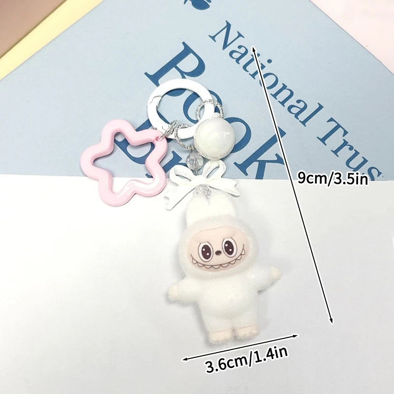 Plush Baby Keychain Bowknot Bag Pendant Hanging Charm for Phone Car Backpack Labobu Gift