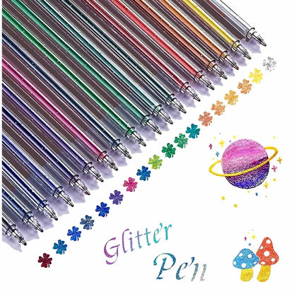60 Color Glitter Gel Pens - 1.0mm Metal Tip Ballpoint Pens for Drawing, Coloring, DIY Crafts and Journaling