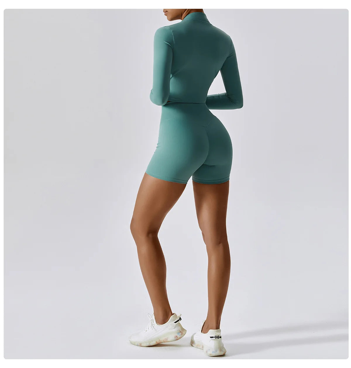 3PCS Women’s Yoga & Workout Set – Long Sleeve Zipper Top with High Waist Leggings Fitness Sportswear