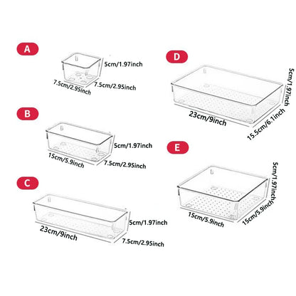 28PCS Clear Drawer Organizer Set - Multi-Size Storage Trays for Bathroom Vanity Kitchen & Bedroom