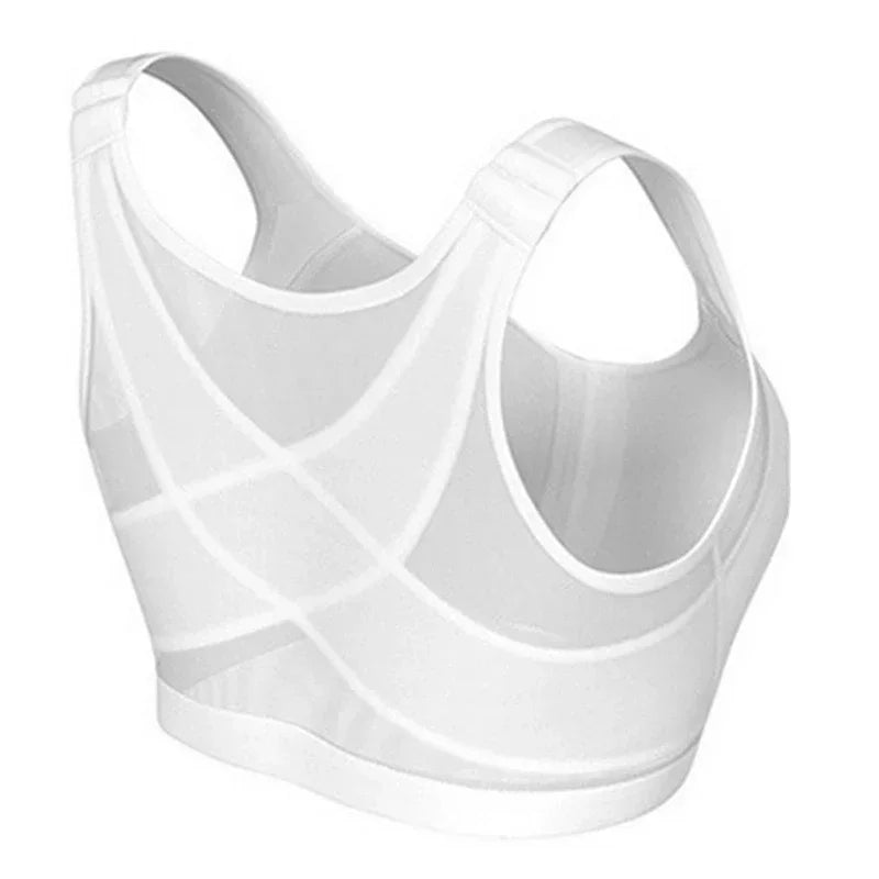 Front Closure Posture Corrector Push Up Bra – Shockproof Sports Support Vest for Women, Lift Up Cross Back Fitness Underwear