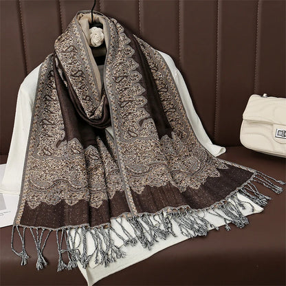 Luxury Autumn Cashmere Pashmina Shawl – Warm Winter Scarves for Women, Printed Cotton Foulard Stole Scarf 2023