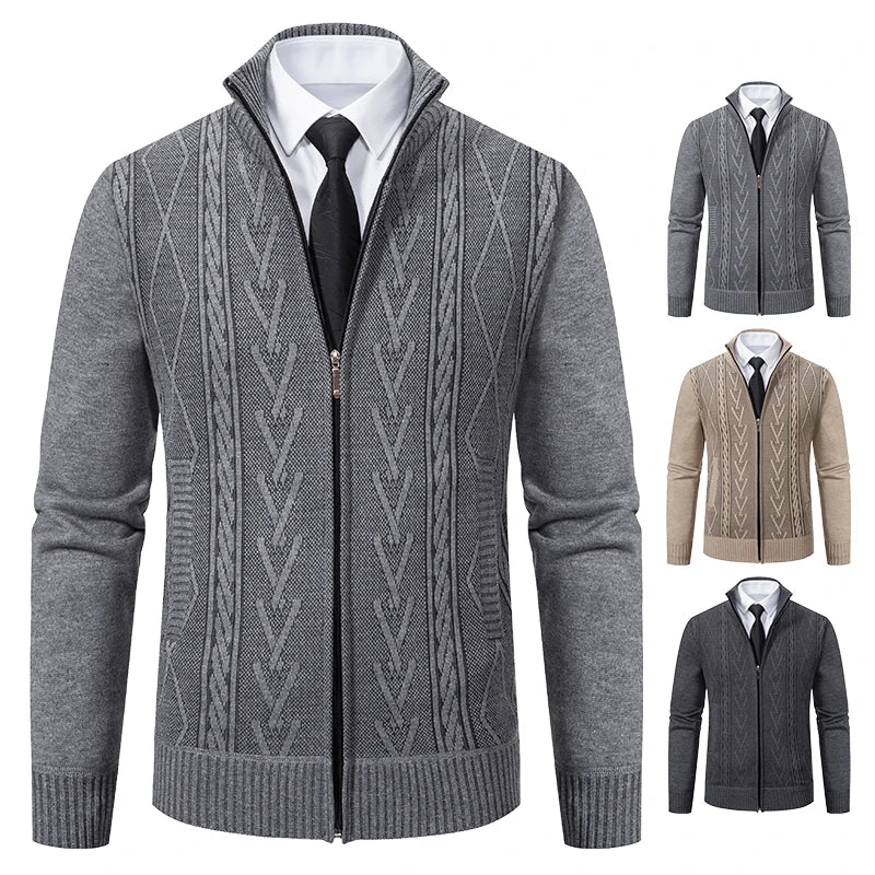 Men's Autumn Winter Cashmere Knit Sweater Coat - Padded Warm Casual Pullover Jacket