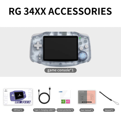 ANBERNIC RG34XX Retro Handheld Game Console - 3.4" IPS Screen Linux Gaming System with HDMI Output