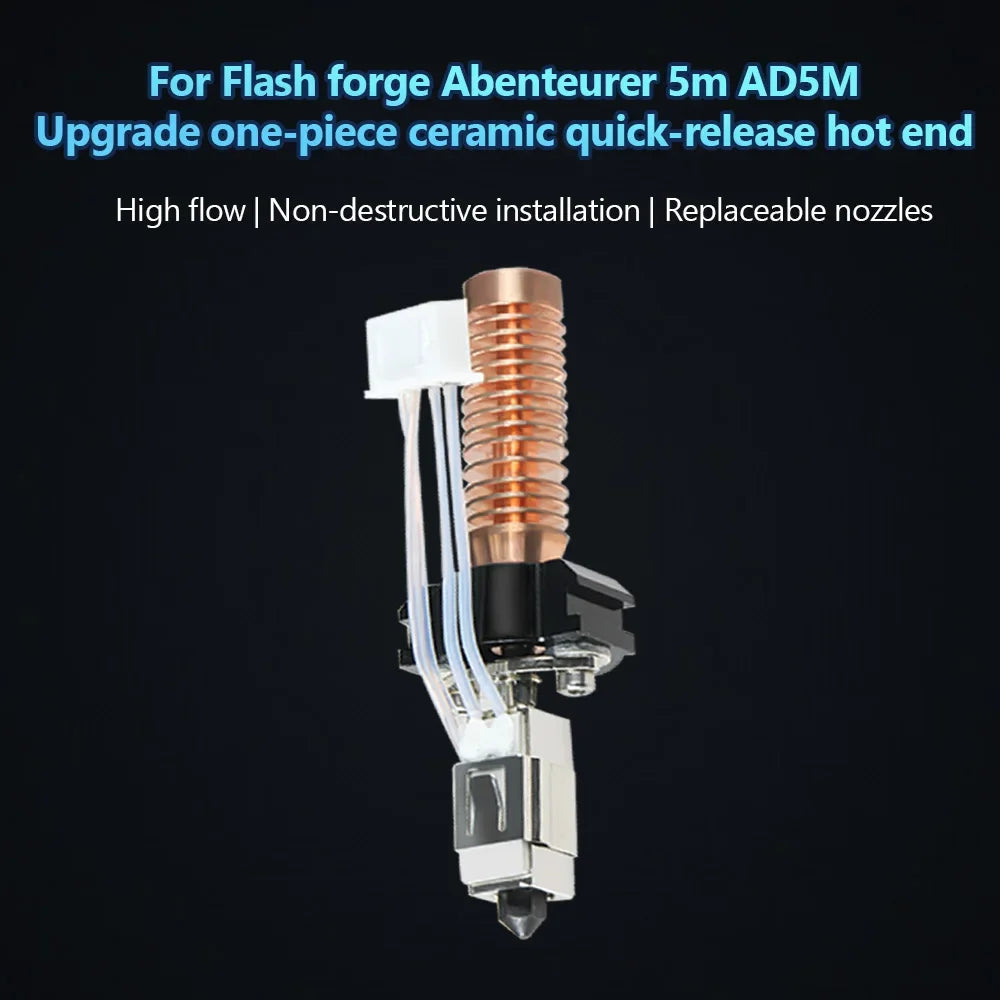 Hotend for Flashforge Adventurer 5M/5M Pro – Ceramic Heating Block Kit, 280℃ Hot End, Hard Steel Nozzle 3D Printing Parts