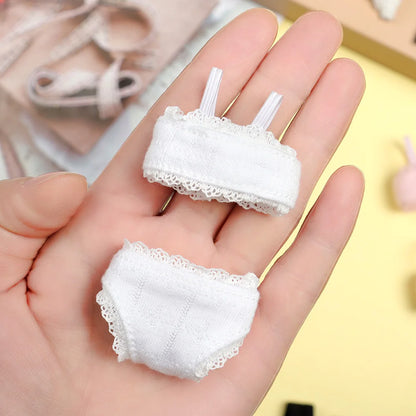 Soft Lace Underwear for 30cm Dolls – Bra & Briefs for Blythe 1/6 BJD Dolls, Dollhouse Kids Toy Clothing