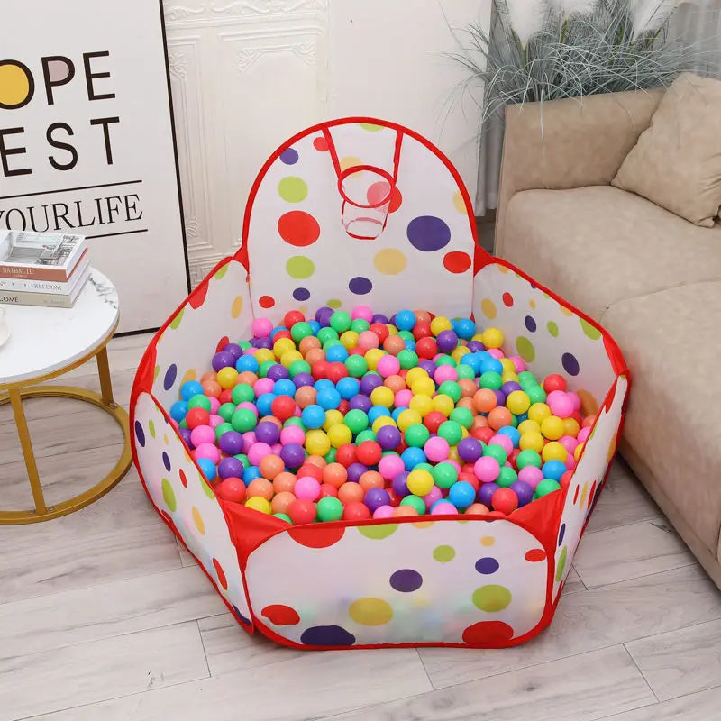 Colorful Baby Plastic Balls — Water Pool & Ocean Wave Balls with Basketball Hoop for Kids, Outdoor Tent Playhouse Toys