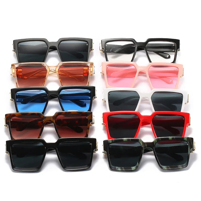 Luxury Designer Square Oversized Sunglasses — UV400 Fashion Thick Frame for Men & Women