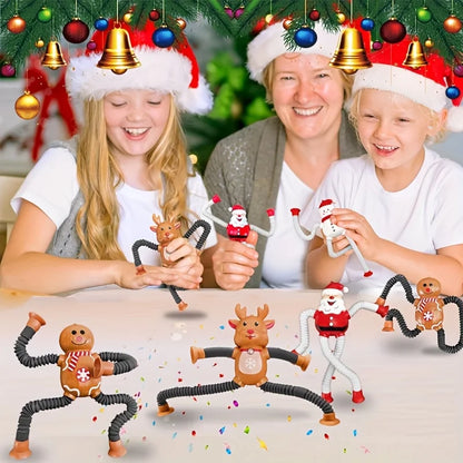 1–4pcs Retractable Santa Claus Toys – Christmas Decompression Toys Featuring Santa, Snowman, Elk & Gingerbread