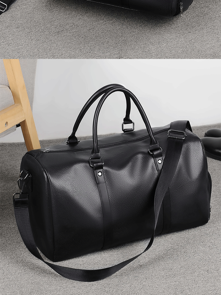Retro Short Trip Bag – Large Capacity Sports, Motorcycle, and Training PU Waterproof Leisure Fitness Bag