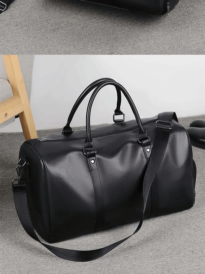Retro Short Trip Bag – Large Capacity PU Waterproof Sports & Fitness Motorcycle Leisure Bag