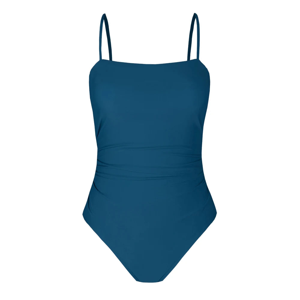 CUPSHE Leaf Print Square Neck One-Piece Swimsuit for Women – Sexy Backless Shirred Monokini Swimwear 2023 Beach Bathing Suit