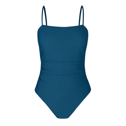 CUPSHE Leaf Print Square Neck One-Piece Swimsuit for Women – Sexy Backless Shirred Monokini Swimwear 2023 Beach Bathing Suit
