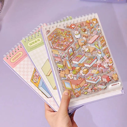 3D Cabin Scene Sticker Book - Layered Cartoon Scene Stickers for DIY Crafts, Creative Play, and Collecting