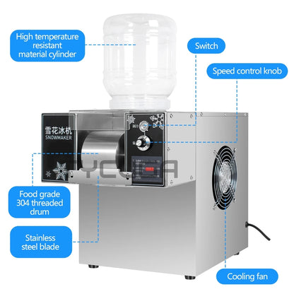Korea Bingsu Snowflake Ice Shaver Machine – 360W 3L Ice Maker for Dessert, Includes Refrigerant, Ships to Europe, Russia, Mexico