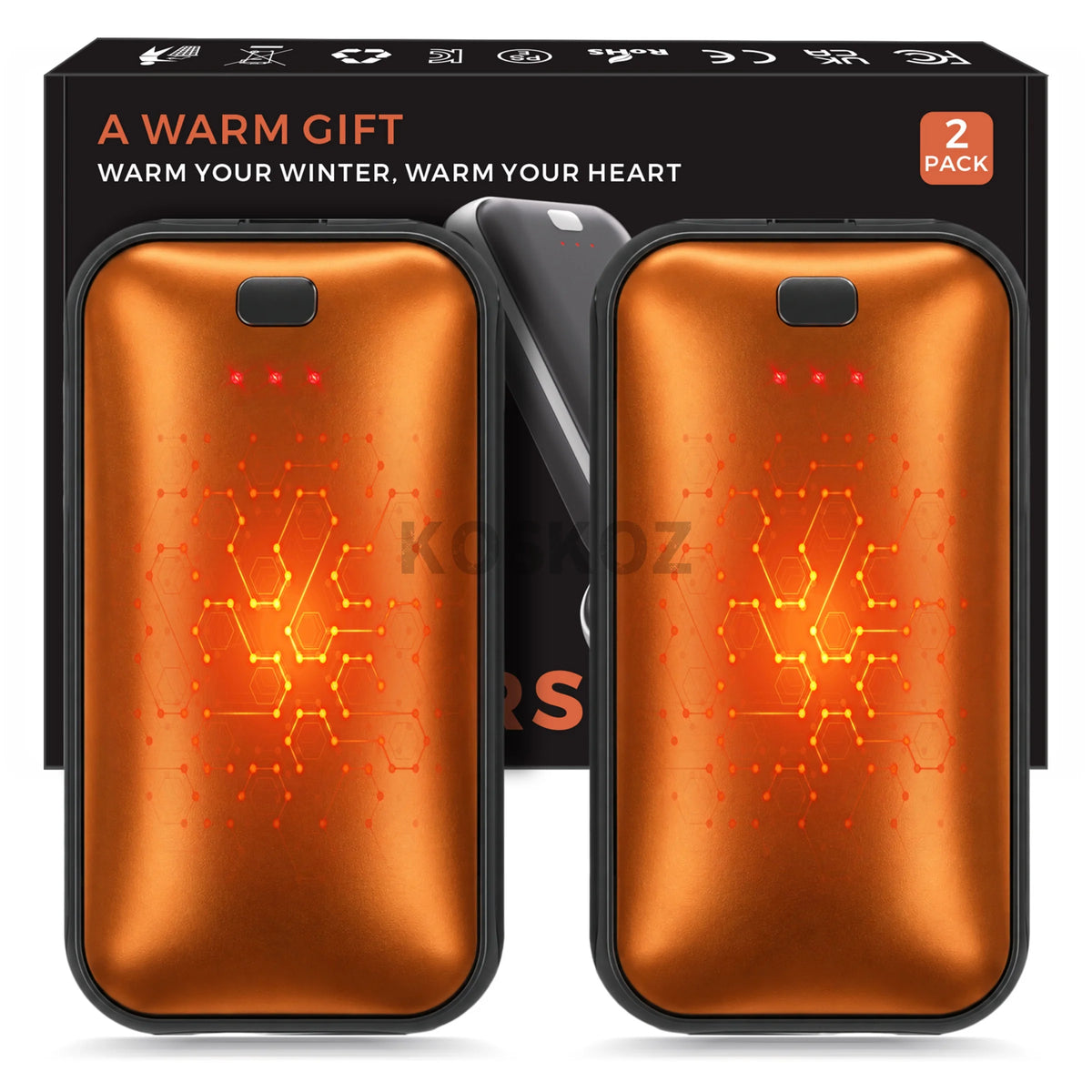 Rechargeable Hand Warmers 2-Pack - Slim USB-C Pocket Heaters with 3 Adjustable Heat Settings for Camping & Outdoor Use