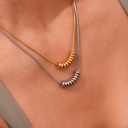 La.Muses Gold & Silver Beans Pendant Necklace – Premium Stainless Steel Fashion Jewelry for Women, Trendy 2024 Design