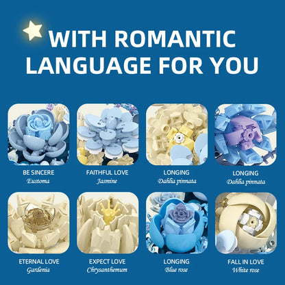 Creative Expert Eternal Moon Flowers Building Blocks – DIY Rose Bouquet Wall Decoration, Valentine’s Gift for Girls