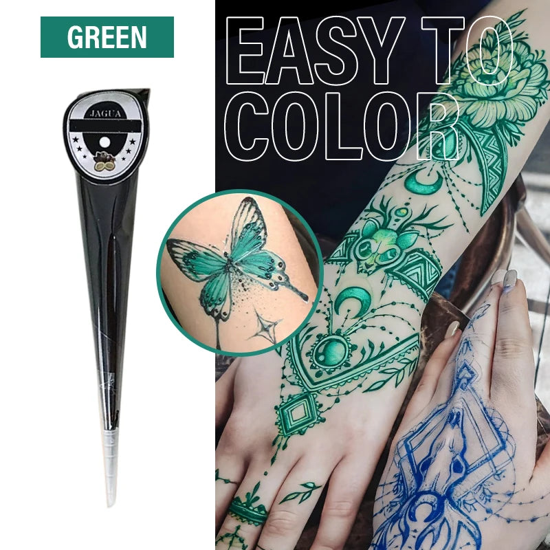 Henna Temporary Tattoo Cone – Non-Toxic Waterproof Body Art Paste for Skin Decoration, Festival & Creative Body Painting