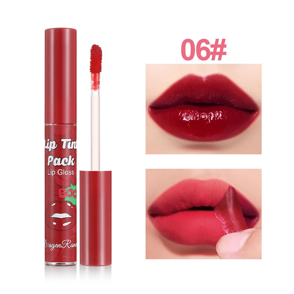 Peel-Off Rose Red Lip Gloss & Lip Stain – Waterproof, Transfer-Resistant Liquid Lipstick with Long-Lasting Tattoo Effect & Contour Definition Makeup