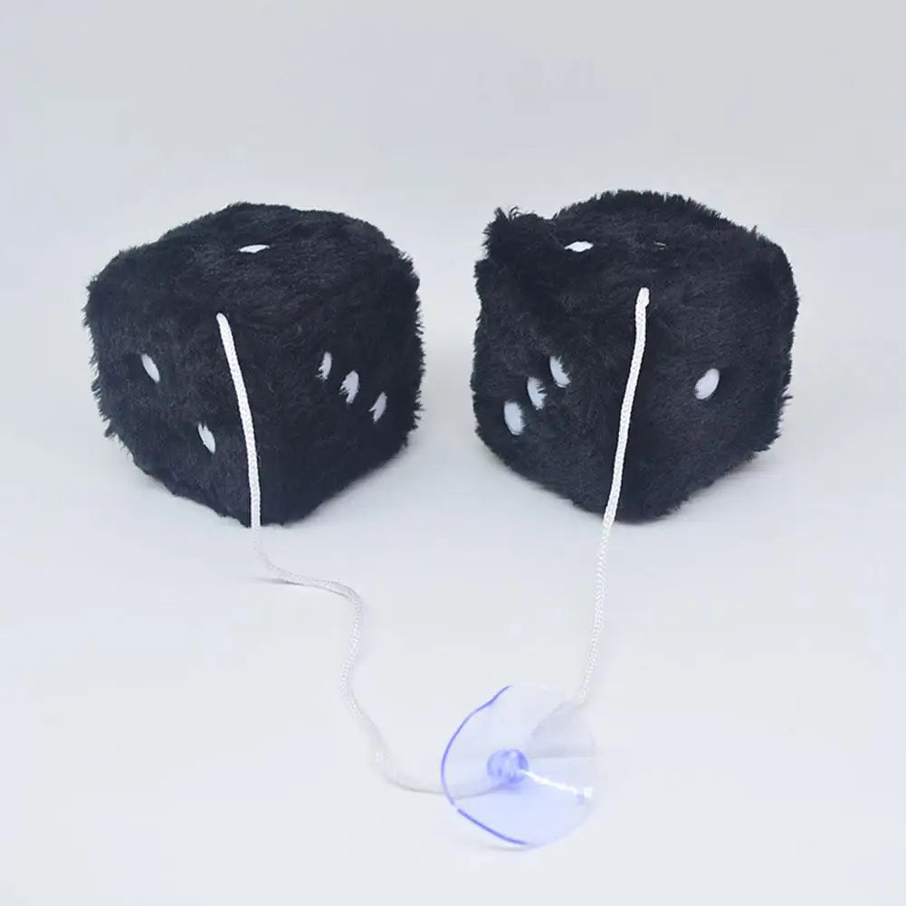 Long Hair Hot Stamping Dot Dice Plush Toy Cube – Anime Car Ornament & Decoration Pendant Accessory
