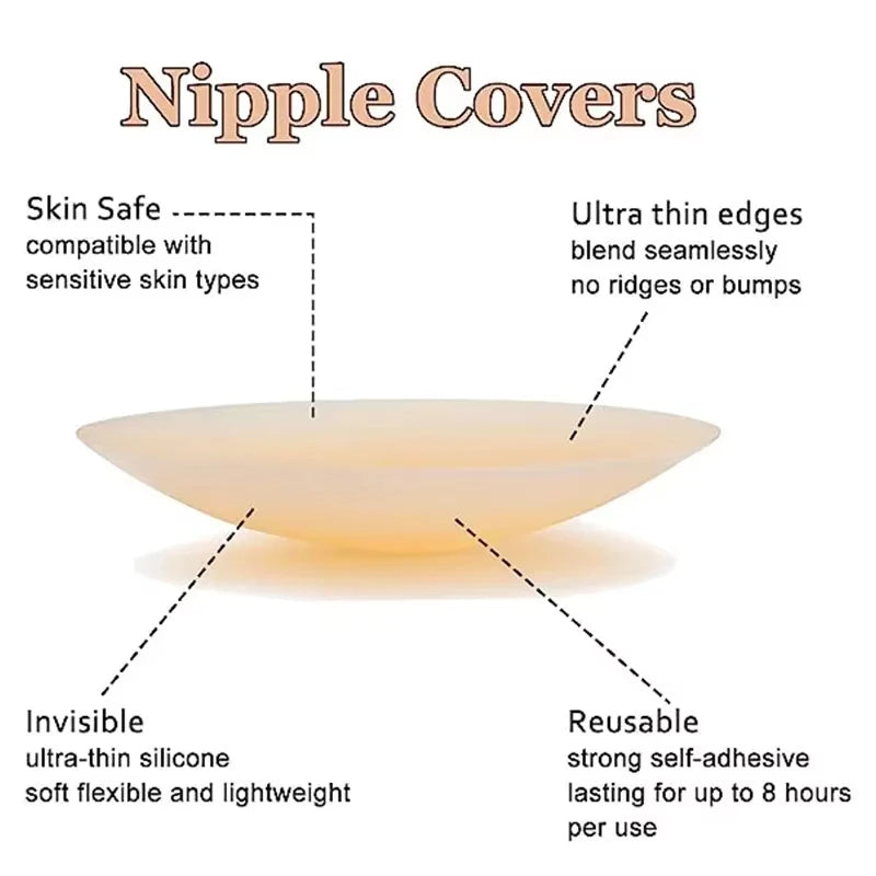 Reusable Silicone Nipple Covers for Women – Invisible Strapless Bra Pasties & Breast Petals